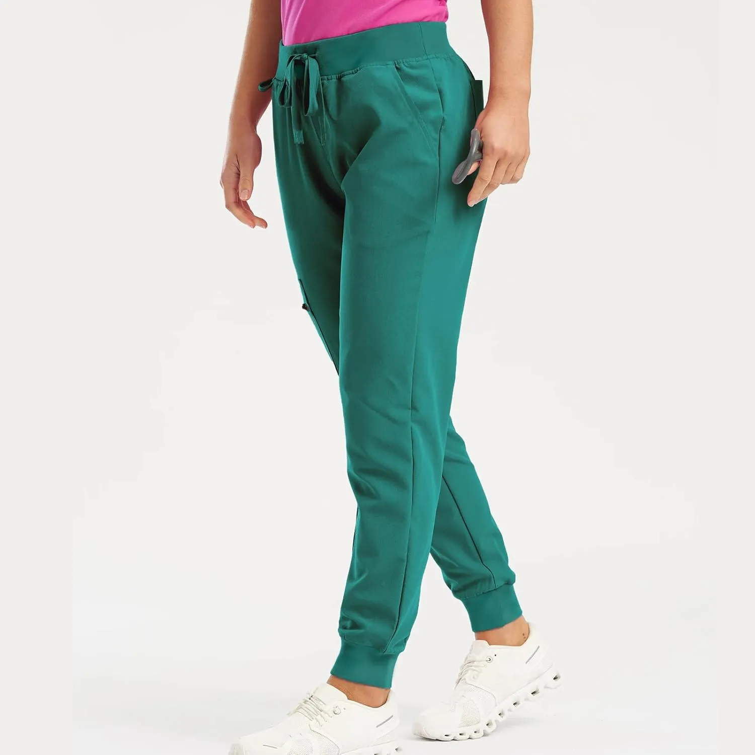 Scrub Pants for Women Jogger Style Stretch Drawstring Waisted Scrub Joggers Comfy Yoga Cargo Pants with Pockets