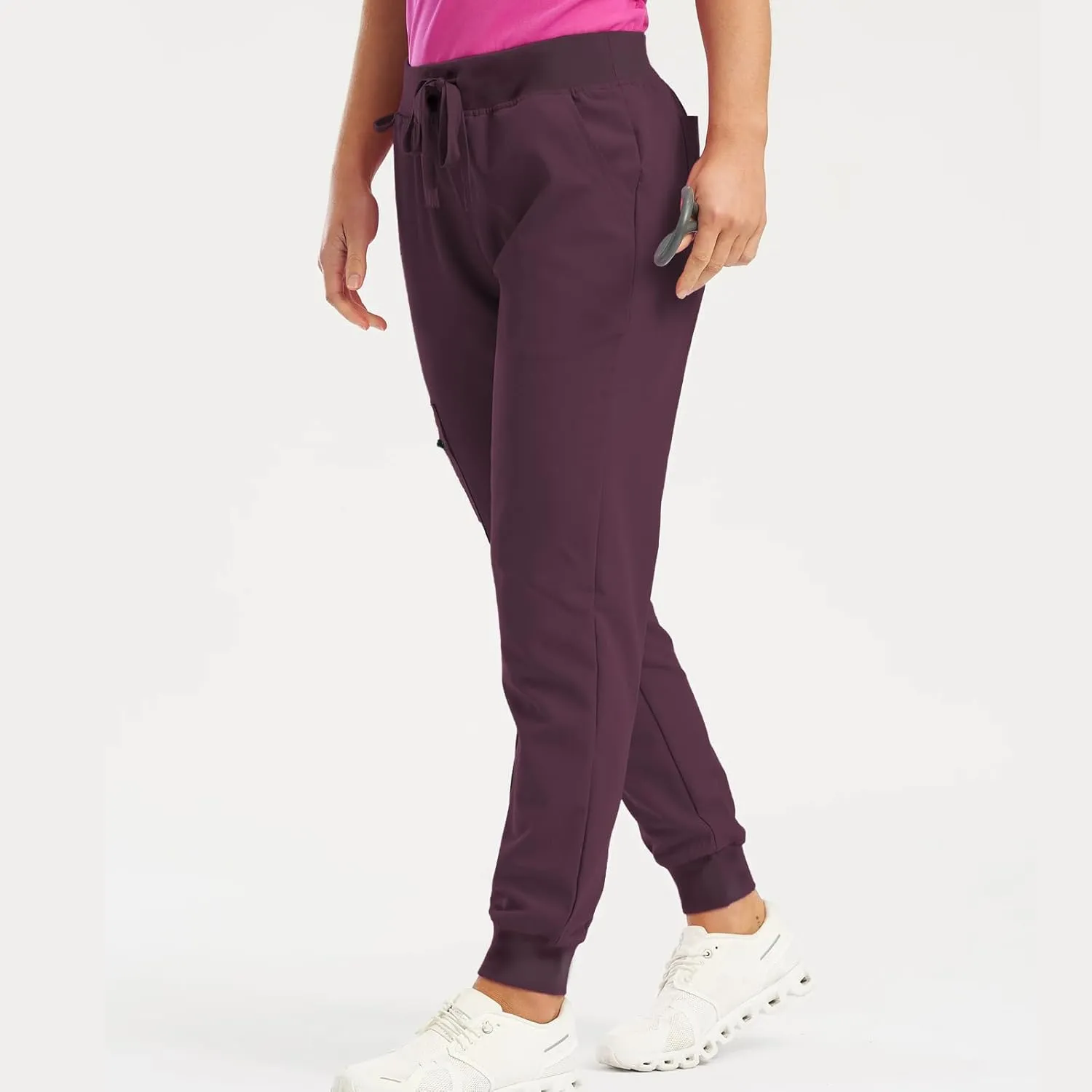 Scrub Pants for Women Jogger Style Stretch Drawstring Waisted Scrub Joggers Comfy Yoga Cargo Pants with Pockets