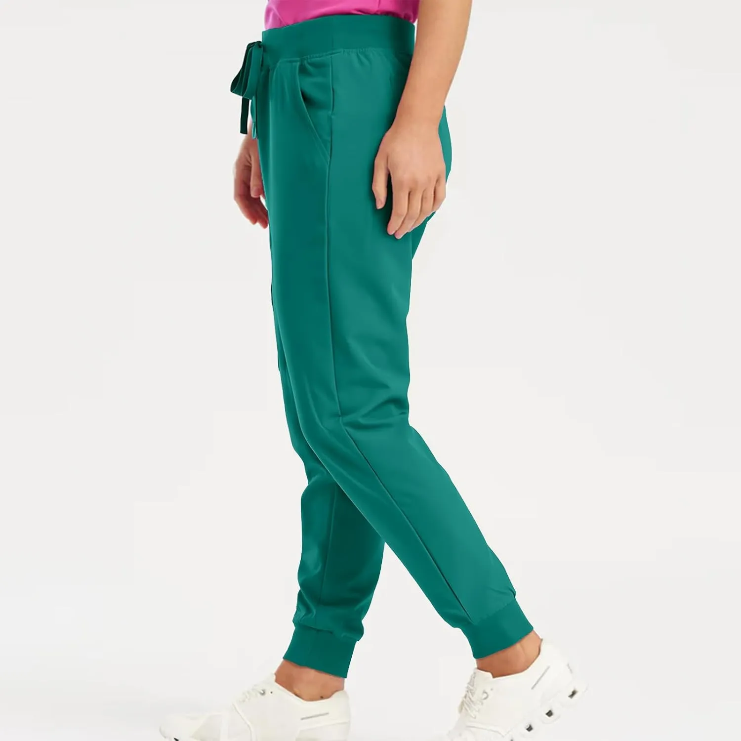 Scrub Pants for Women Jogger Style Stretch Drawstring Waisted Scrub Joggers Comfy Yoga Cargo Pants with Pockets