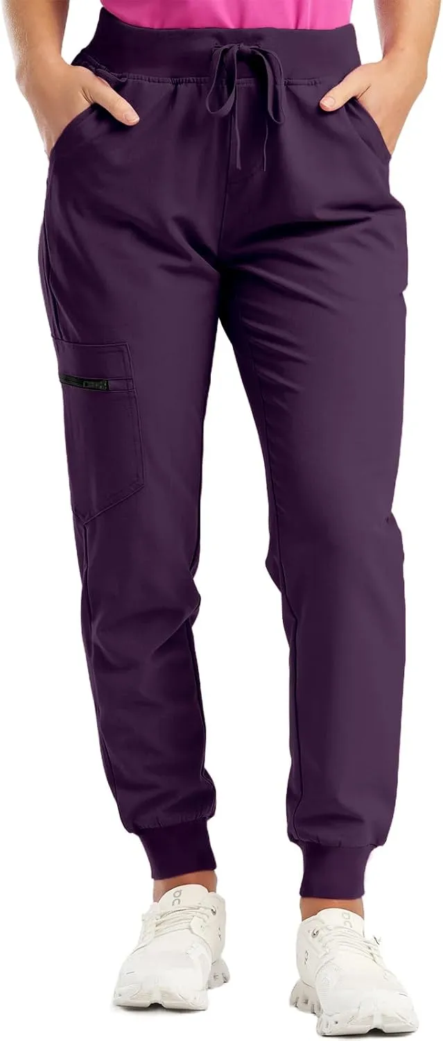Scrub Pants for Women Jogger Style Stretch Drawstring Waisted Scrub Joggers Comfy Yoga Cargo Pants with Pockets