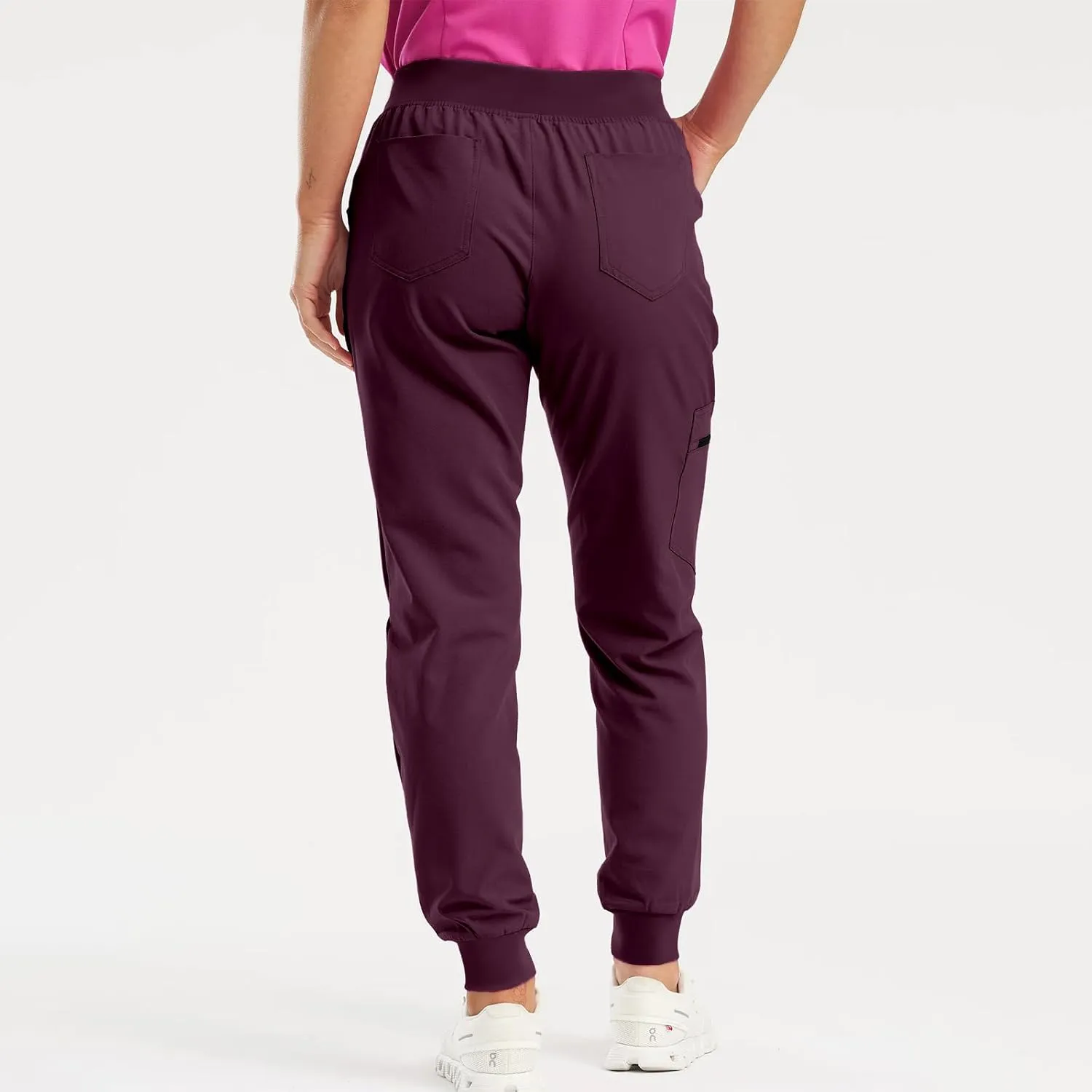 Scrub Pants for Women Jogger Style Stretch Drawstring Waisted Scrub Joggers Comfy Yoga Cargo Pants with Pockets