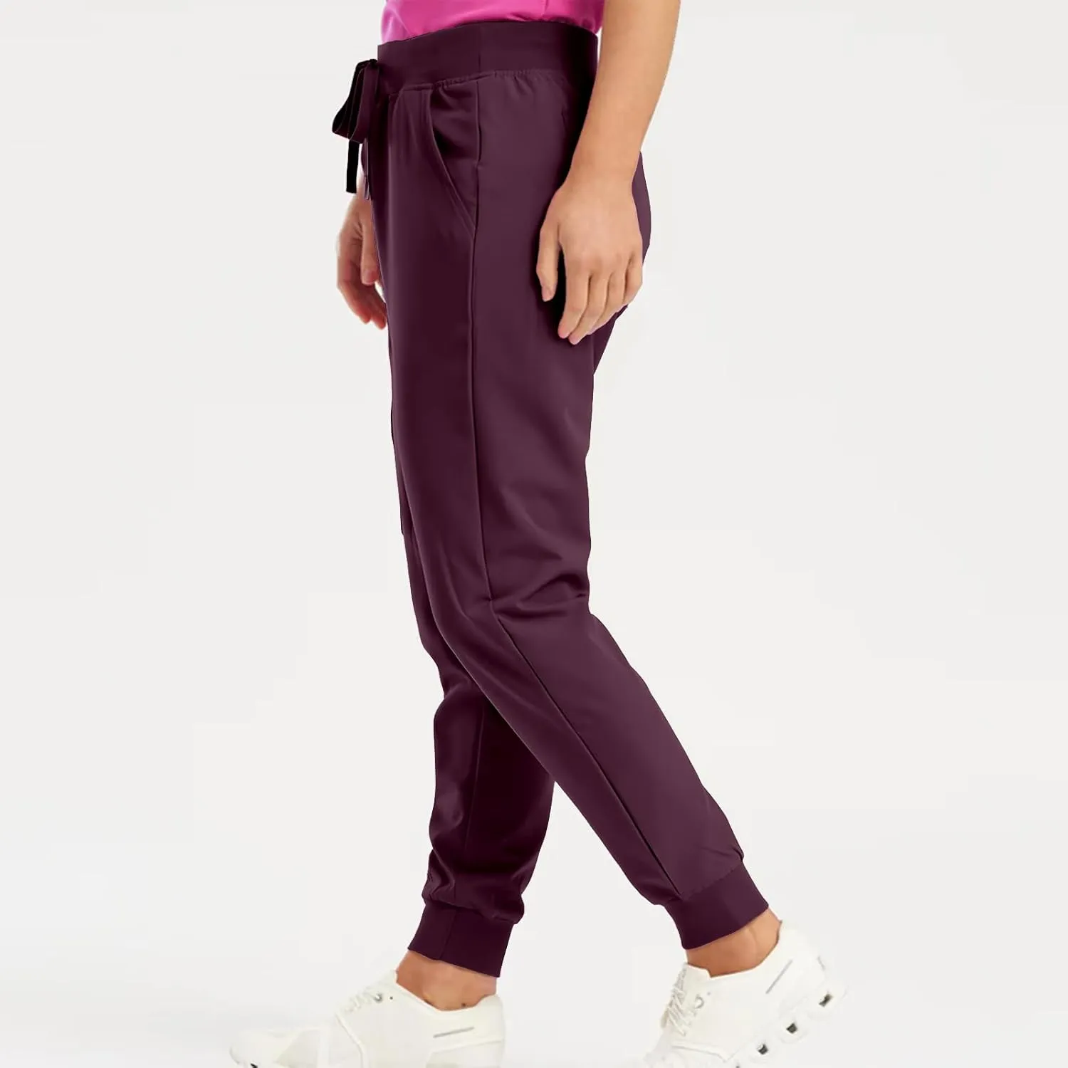 Scrub Pants for Women Jogger Style Stretch Drawstring Waisted Scrub Joggers Comfy Yoga Cargo Pants with Pockets