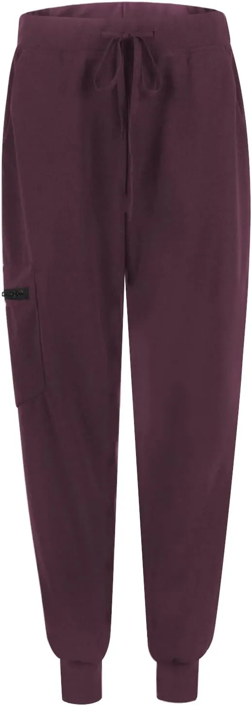 Scrub Pants for Women Jogger Style Stretch Drawstring Waisted Scrub Joggers Comfy Yoga Cargo Pants with Pockets