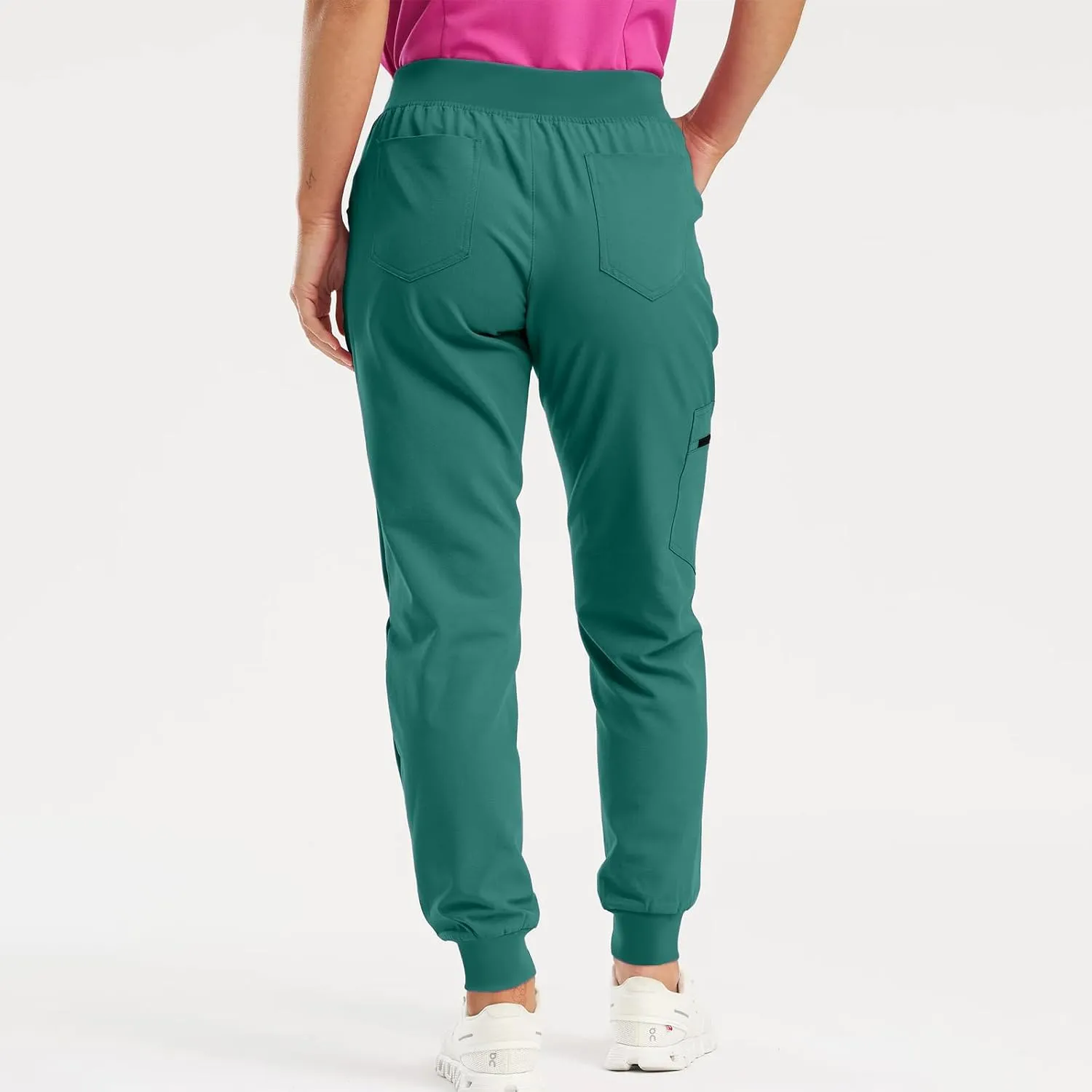 Scrub Pants for Women Jogger Style Stretch Drawstring Waisted Scrub Joggers Comfy Yoga Cargo Pants with Pockets