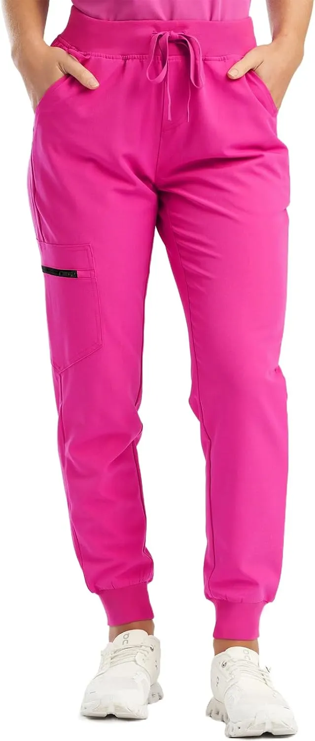 Scrub Pants for Women Jogger Style Stretch Drawstring Waisted Scrub Joggers Comfy Yoga Cargo Pants with Pockets
