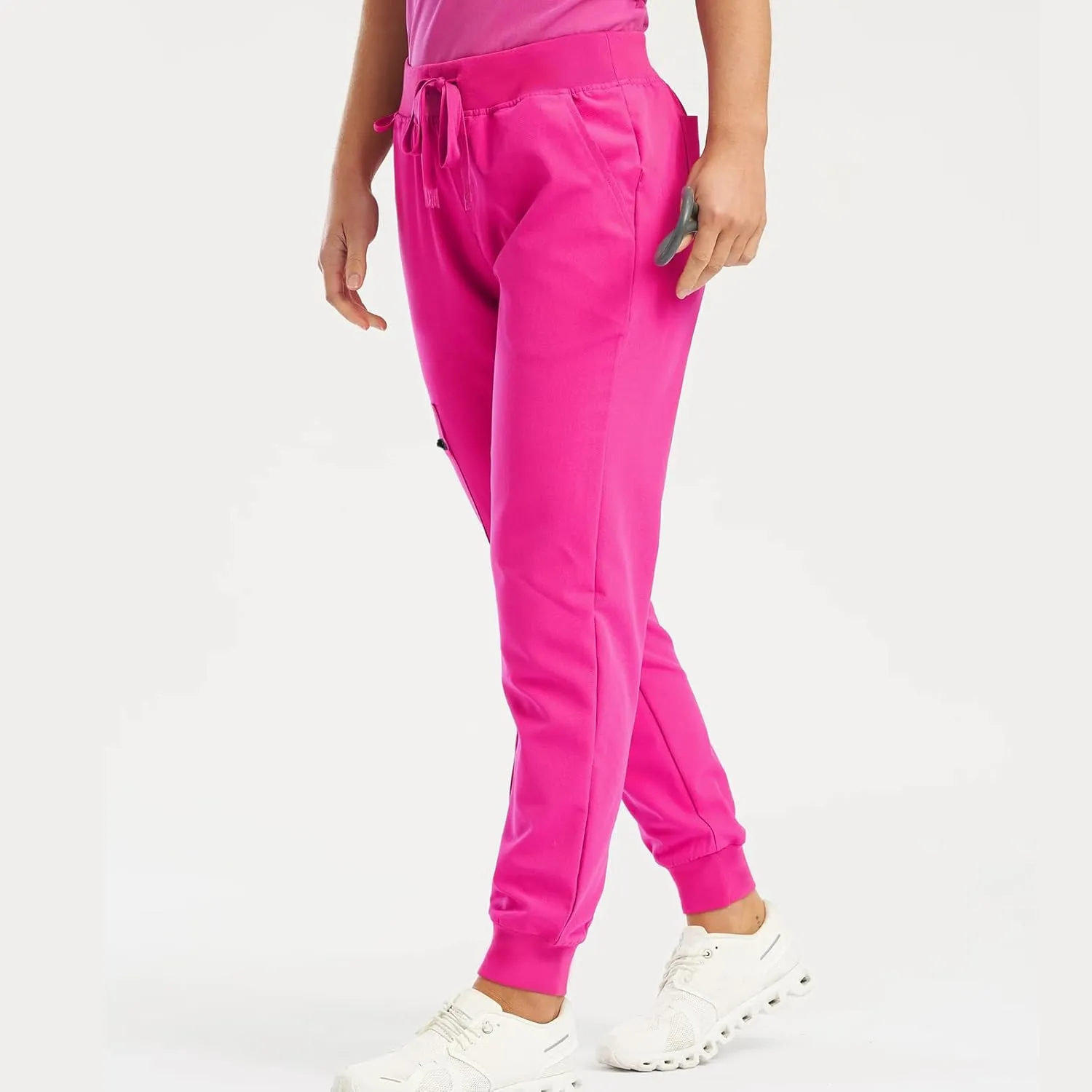 Scrub Pants for Women Jogger Style Stretch Drawstring Waisted Scrub Joggers Comfy Yoga Cargo Pants with Pockets