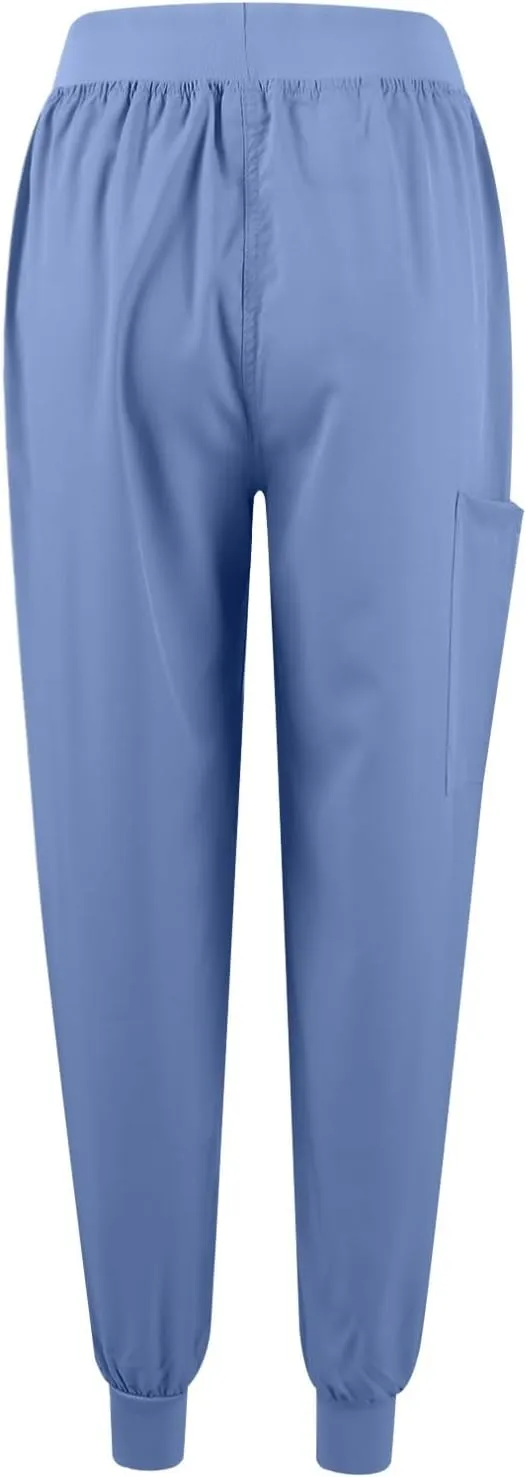 Scrubs for Women Set Stretch V-Neck Scrub Tops with Pockets & Cargo Pant Quick Drying Solid Nurse Work Uniform
