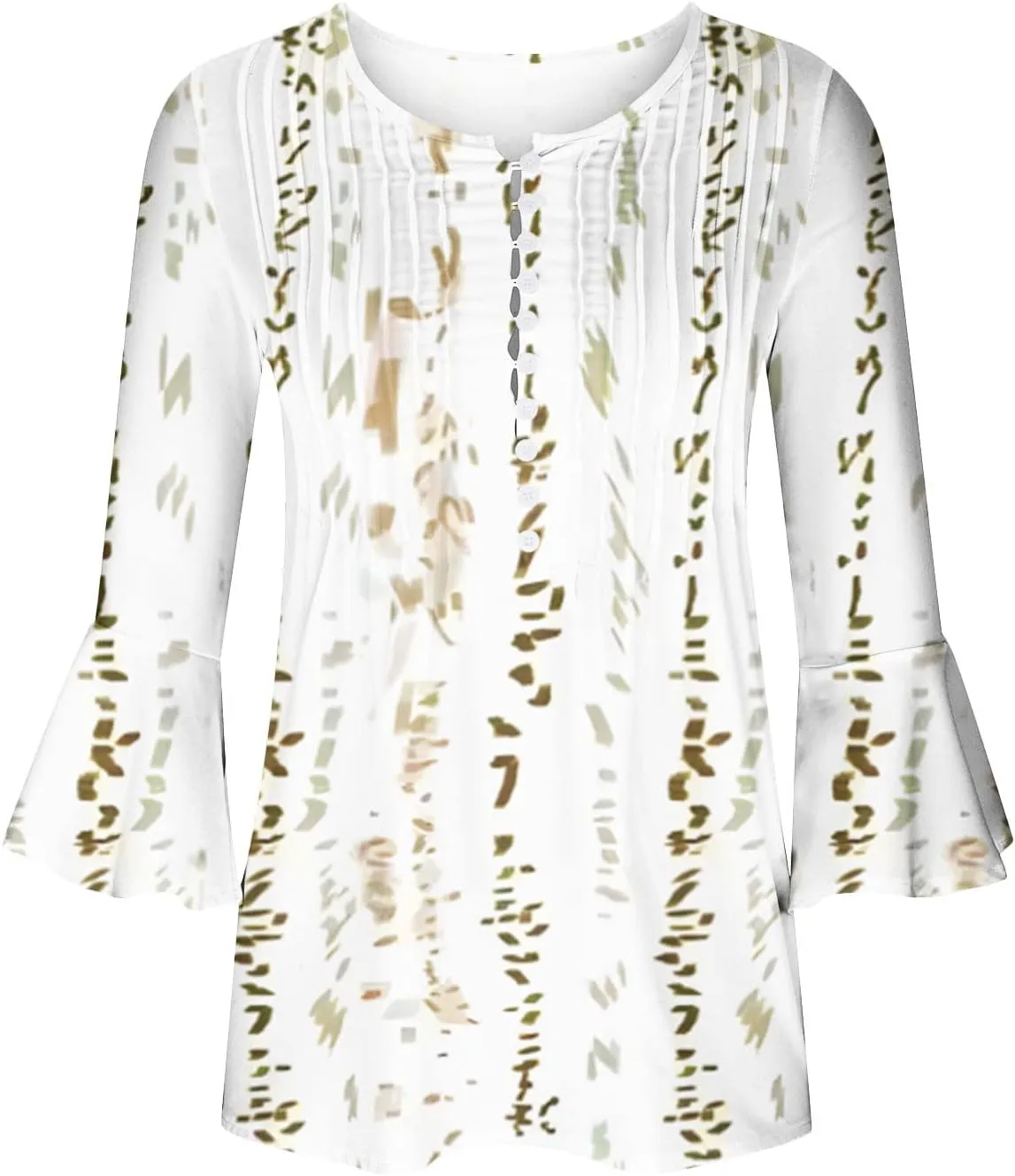 SMIDOW Women 3/4 Sleeve Graphic Tunic Tops Trendy 2024 Summer Casual v Neck Empire Waist t-Shirt Blouse