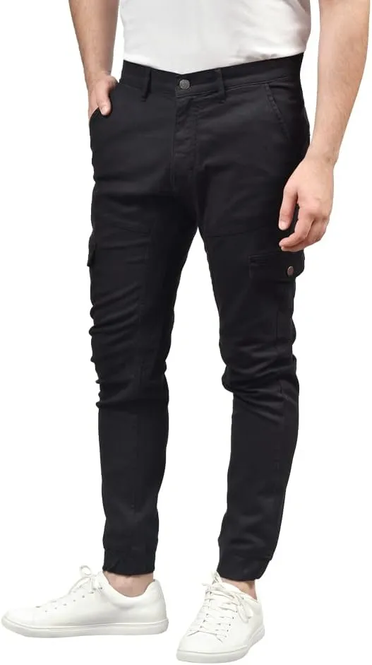 Soroor Cargo Joggers for Men - Slim Fit Cuffed Cargo Pants, Stylish Joggers for Men | Pique Stretch Cotton Mens Jogger