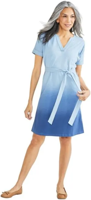 Style & Co. Women's Petite Ombr Easy-Knit Dress (Ombre Blue, Petite Medium)