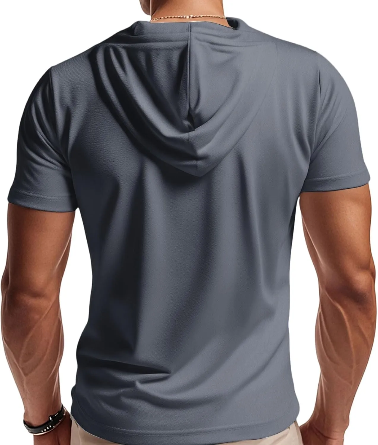 Summer 1/4 Zip Up Hoodies T-Shirt for Men Short Sleeve Workout Athletic Hooded Shirt Pullover Casual Tops Vests with Pockets