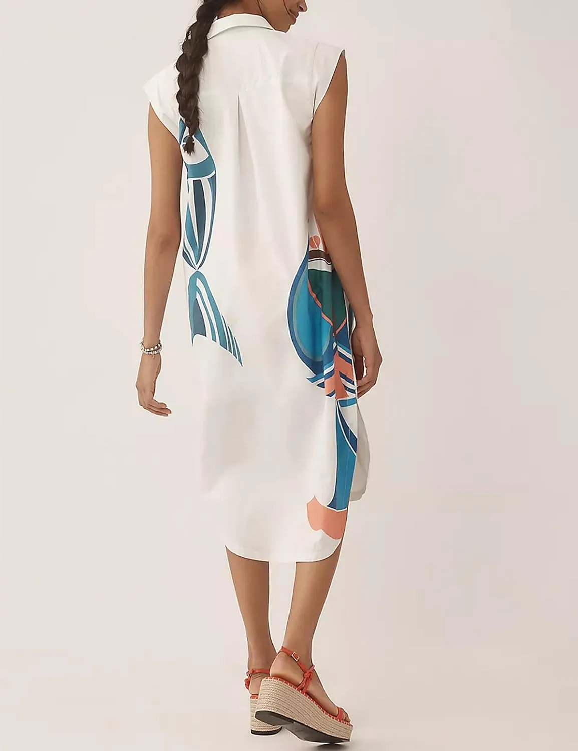Summer Button Down Floral Print Cap Sleeve Shirt Midi Dress for Women Casual Lapel V Neck Loose Fit Blouse Dresses