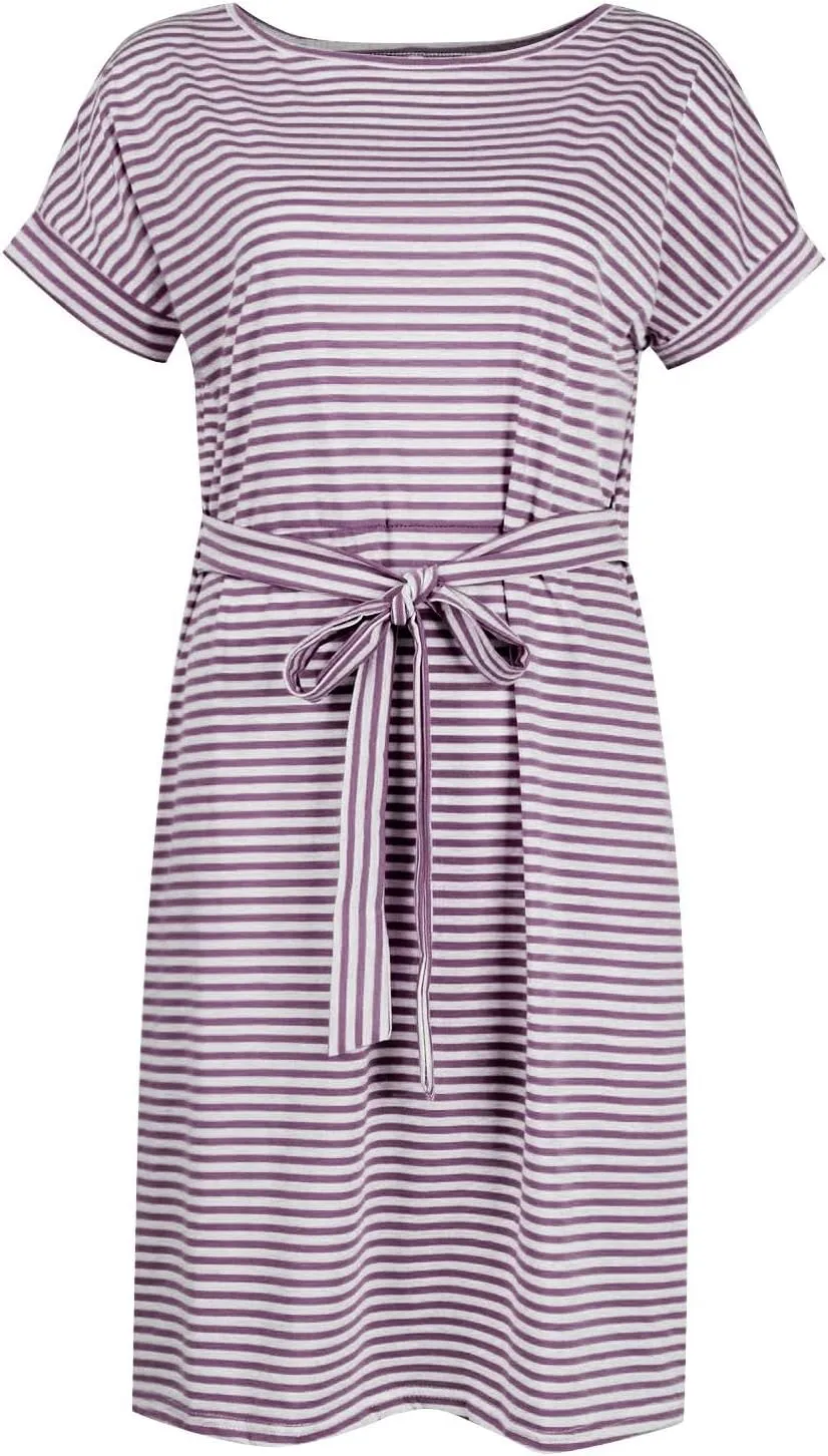 T Shirt Dresses for Women 2025 Casual Short Sleeve T Shirt Dress Tie Waist Belted Pencil Midi Dress with Pockets