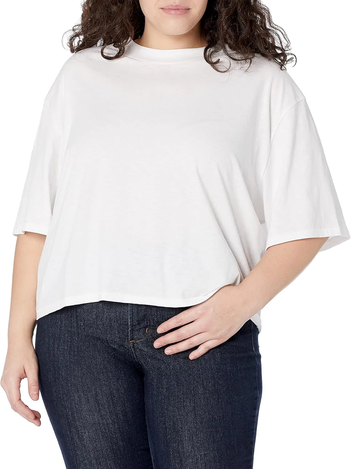 The Drop Women's Sydney Short-Sleeve Cropped Crew Neck T-Shirt