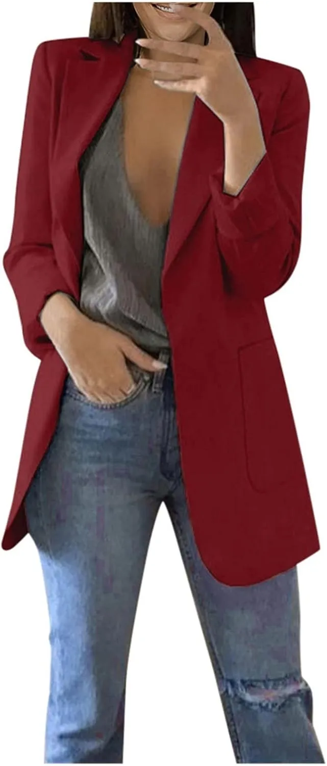 Women Cardigan Plain Blazers Jacket Blazers Outfits for Women Long Sleeve Work Blazer Winter Fall Blazers 2025