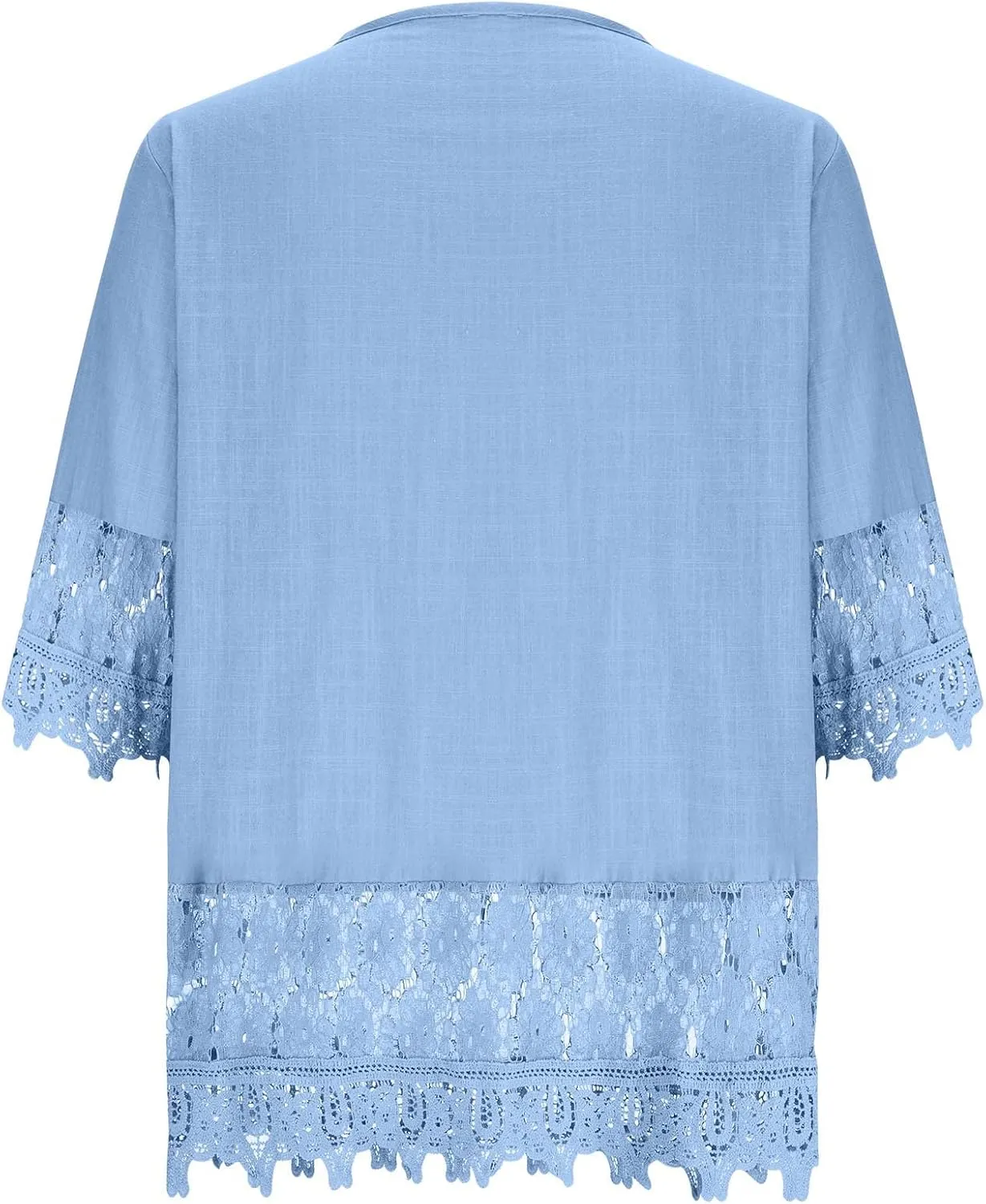 Women Cotton Linen Embroidered Tops Loose Fit Tunic 3/4 Sleeve Summer Blouse Shirts Boho Peasant Trendy Clothes 2024