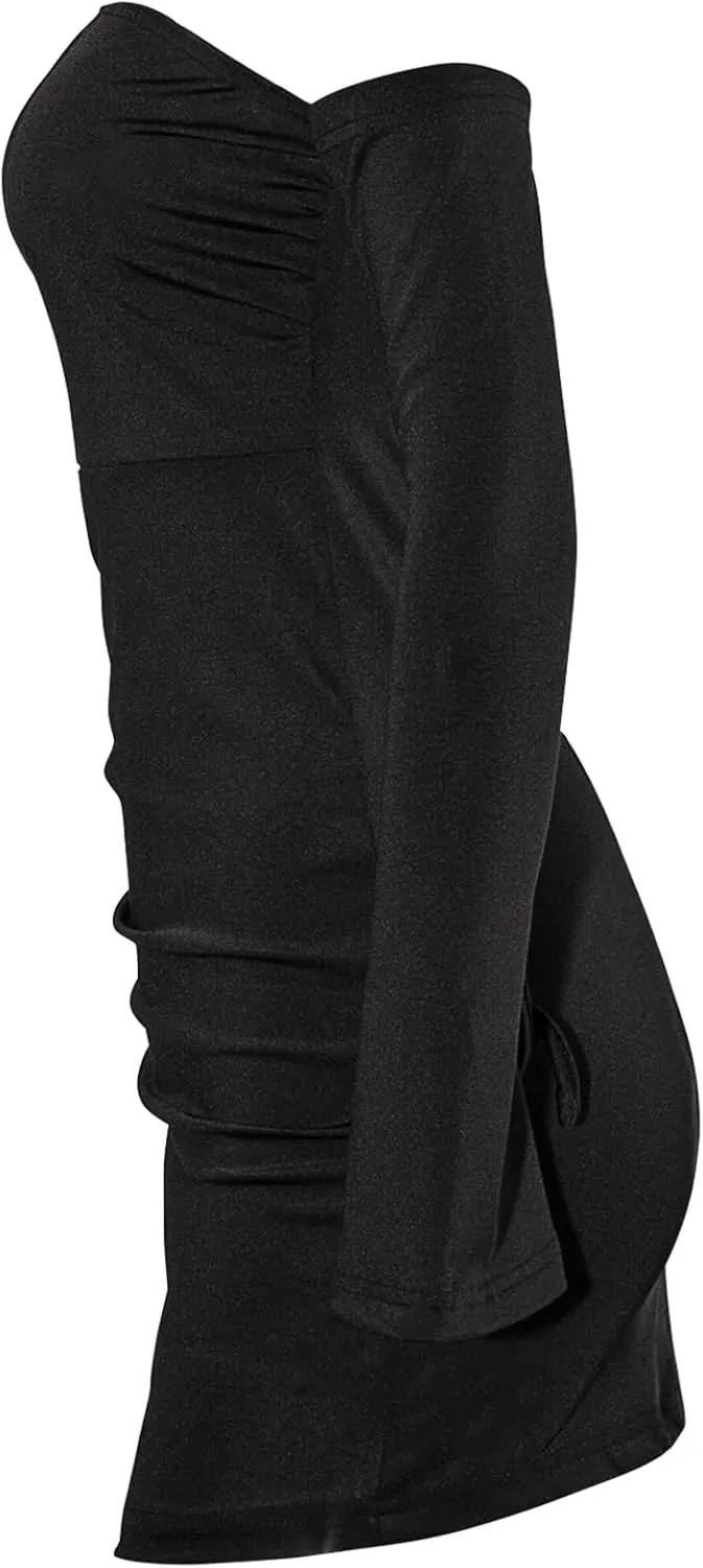 Women Sexy Off Shoulder Bodycon Mini Dress Side Slit Long Sleeve Tube Neck Night Club Party Dress