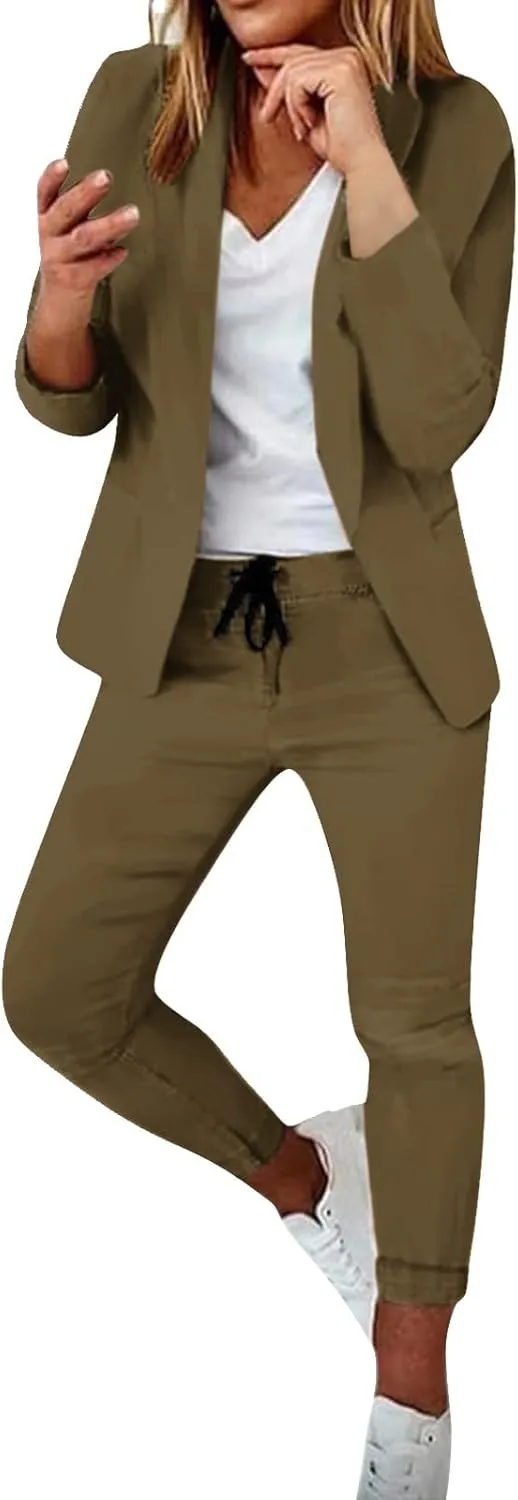 Women Suit Sets For Work 2025 Fall Two Piece Blazer Jacket and Pencil Pants Business Casual Office Formal Outfits