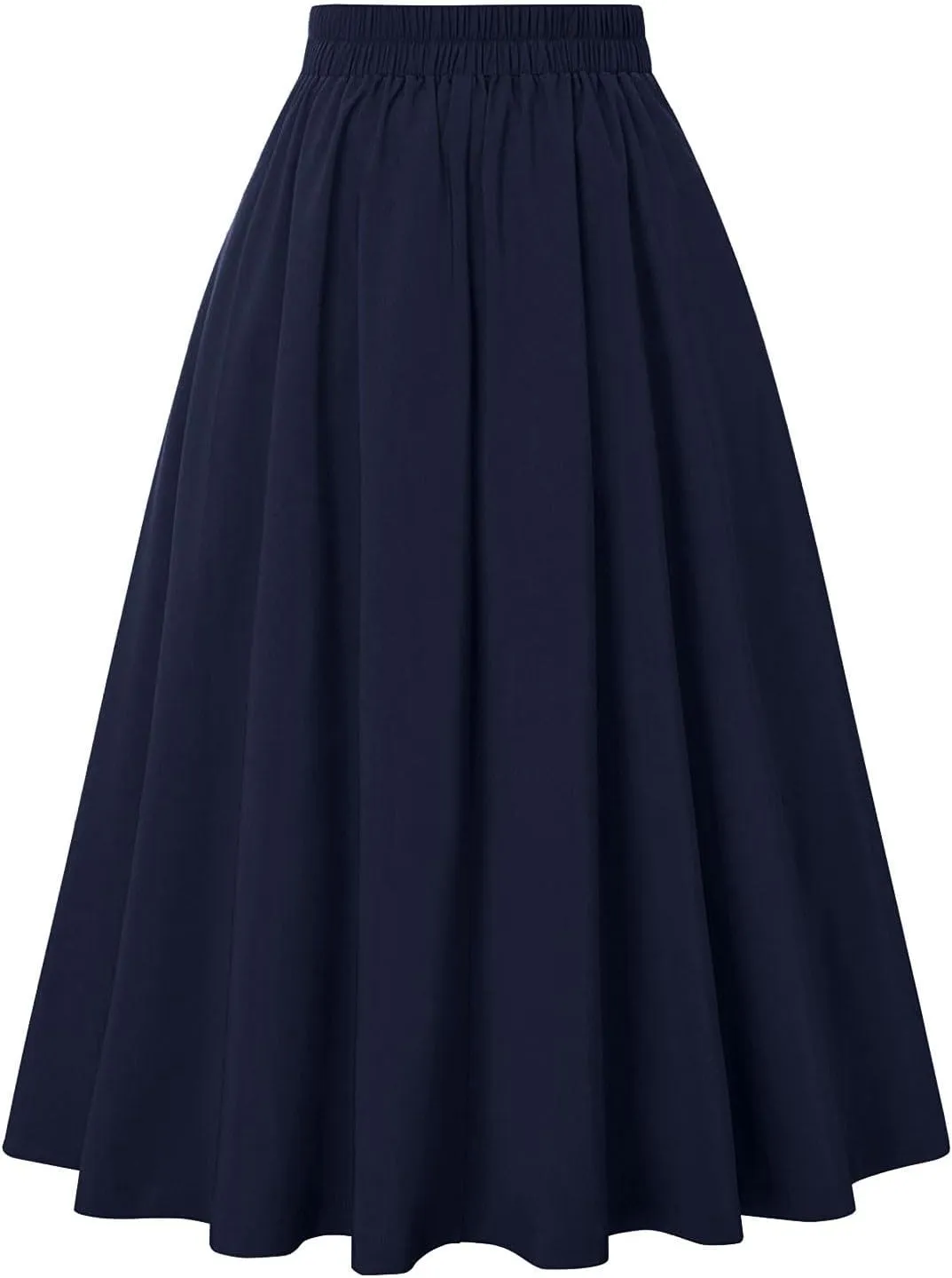 Women Vintage Skirt High Waist Pleated Skirt Midi A-Line Skirts 2025 Fashion Flared Long Skirts Daily Wear