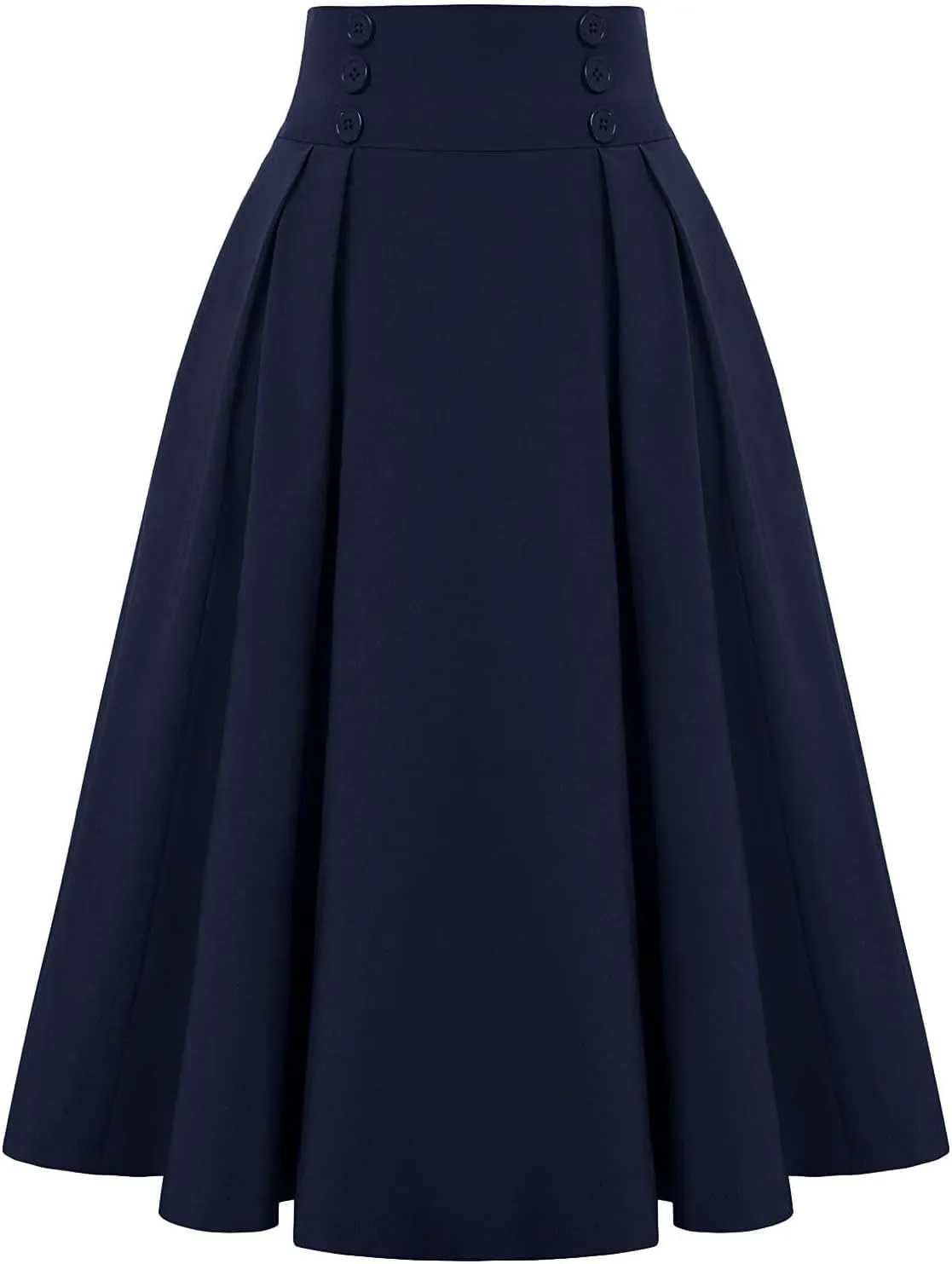 Women Vintage Skirt High Waist Pleated Skirt Midi A-Line Skirts 2025 Fashion Flared Long Skirts Daily Wear