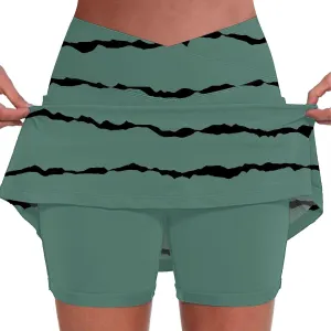 Womens Activewear Pleated Tennis Skirts Fade Pattern Printed Culottes Skinny Mid Waisted Workout Summer Soft Skirt
