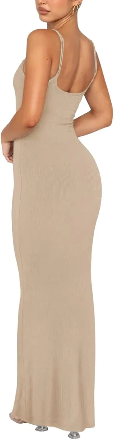 Womens Dresses Sexy Lounge Slip Long Dress Bodycon Spaghetti Strap Sleeveless Maxi Dresses Elegant Dressy Dress 2025
