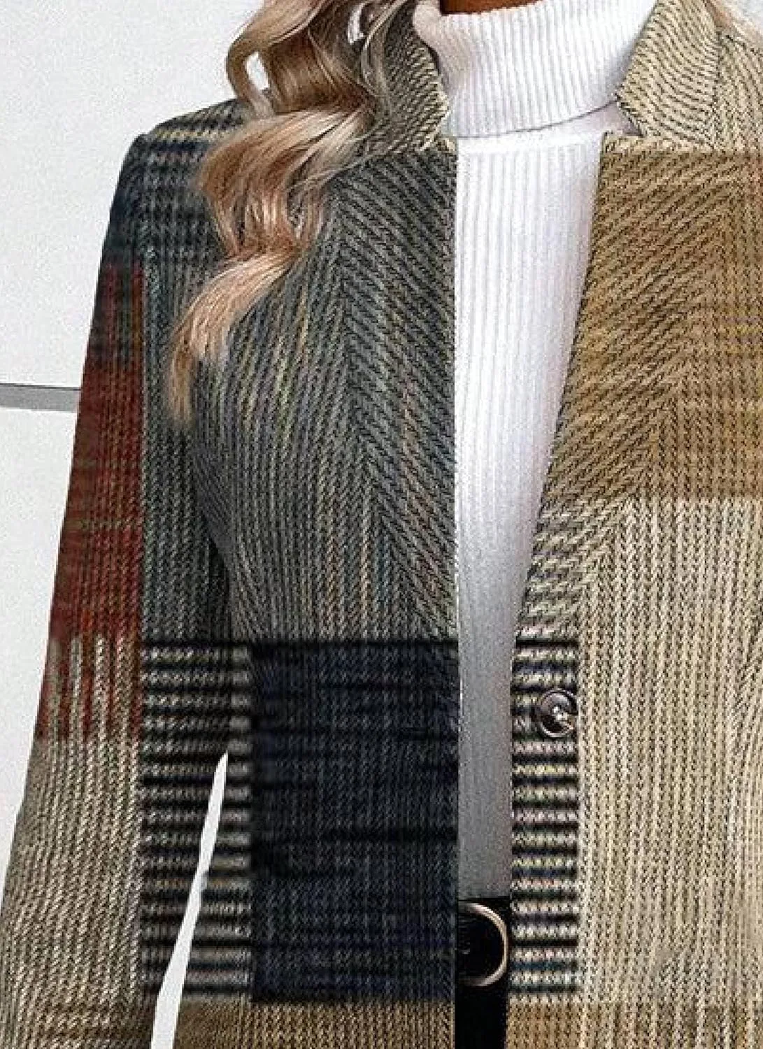 Women's Gray Long Sleeve Striped Blazer Coat with Notched Lapel Single Button Closure Front Elegant Fall Winter Outerwear