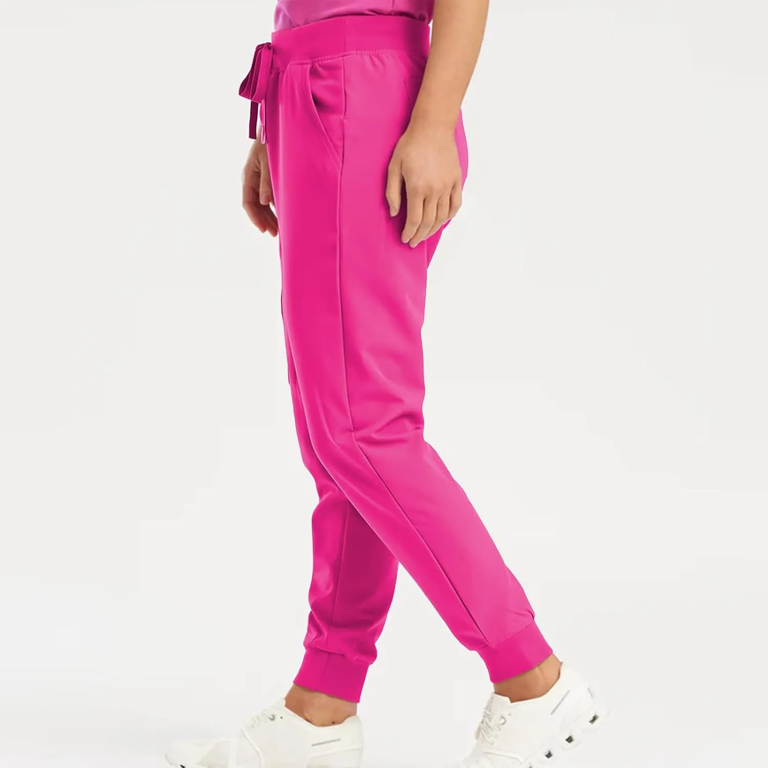 Womens Jogger Scrub Pants High Waisted Drawstring Joggers with Pockets Casual Stretch Cargo Lounge Pants