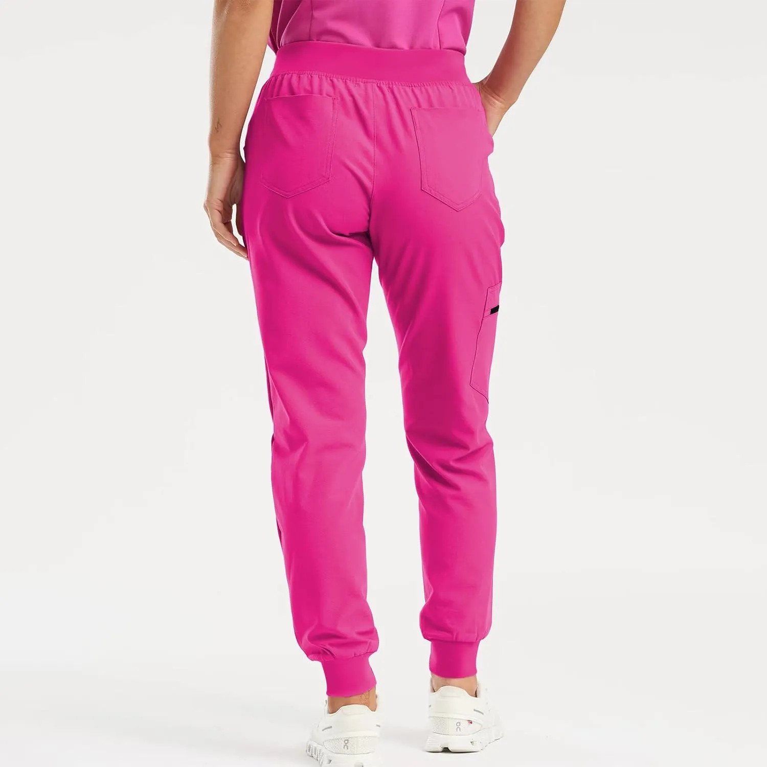 Womens Jogger Scrub Pants High Waisted Drawstring Joggers with Pockets Casual Stretch Cargo Lounge Pants