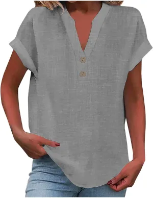 Women's Linen Tops Cotton Shirts for Women Casual Summer Womens Summer Tops Cotton Loose fit Linen Summer Tops Womens Linen Tops for Summer Cotton Linen Blouses for Women Linen top Grey