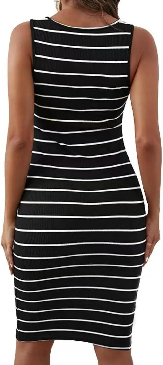 Womens Maternity Ribbed Tank Dress Sleeveless Slim Fit Dress Bodycon Prenancy Women Casual Dress