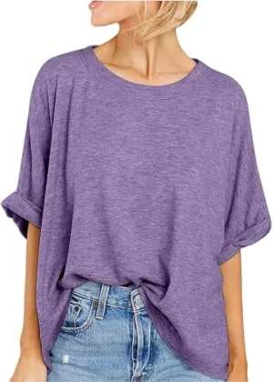 Women's Oversized T Shirts Loose Fit Tunic Tshirts Casual Summer Short Sleeve Tops Basic Tees