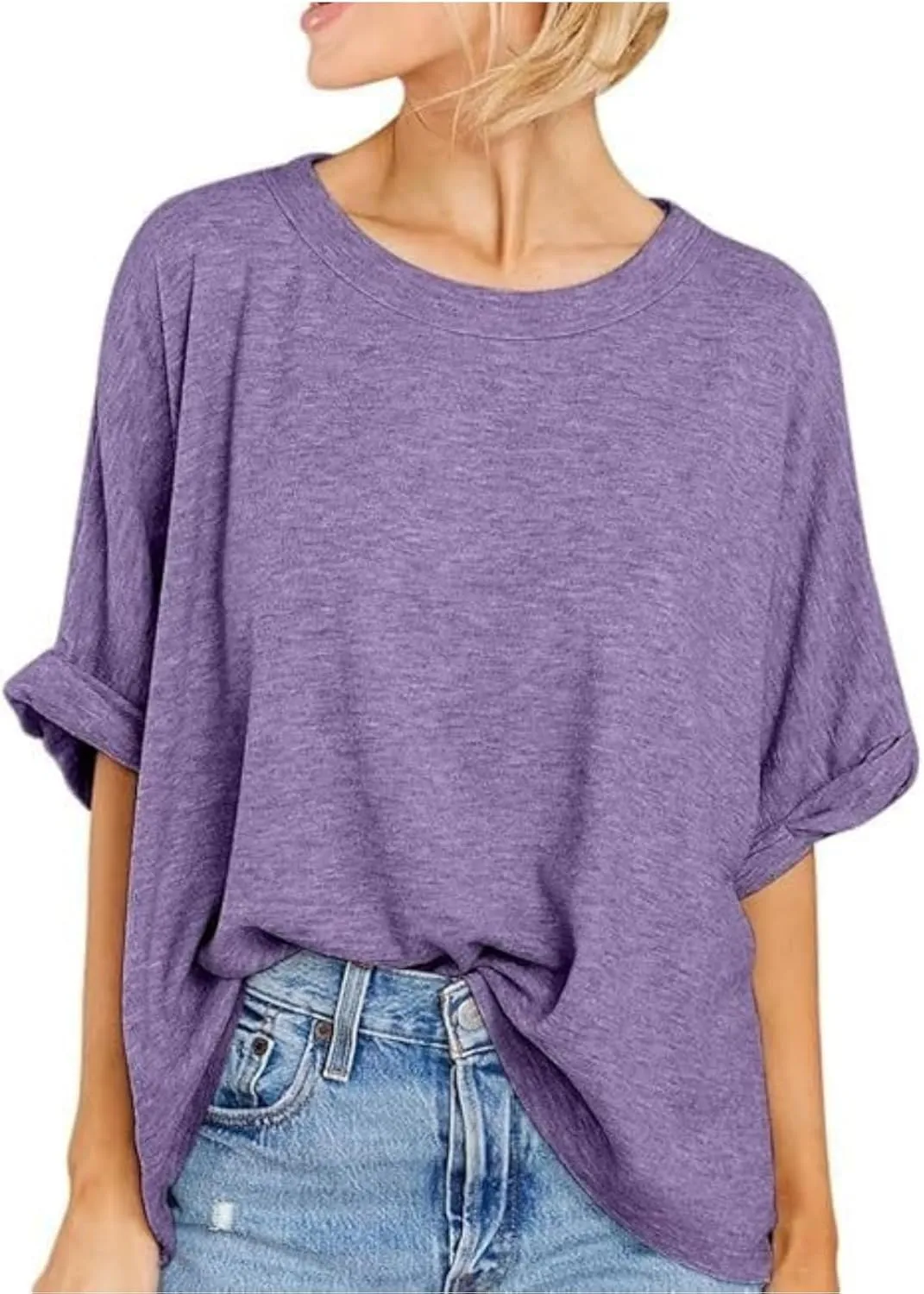 Women's Oversized T Shirts Loose Fit Tunic Tshirts Casual Summer Short Sleeve Tops Basic Tees