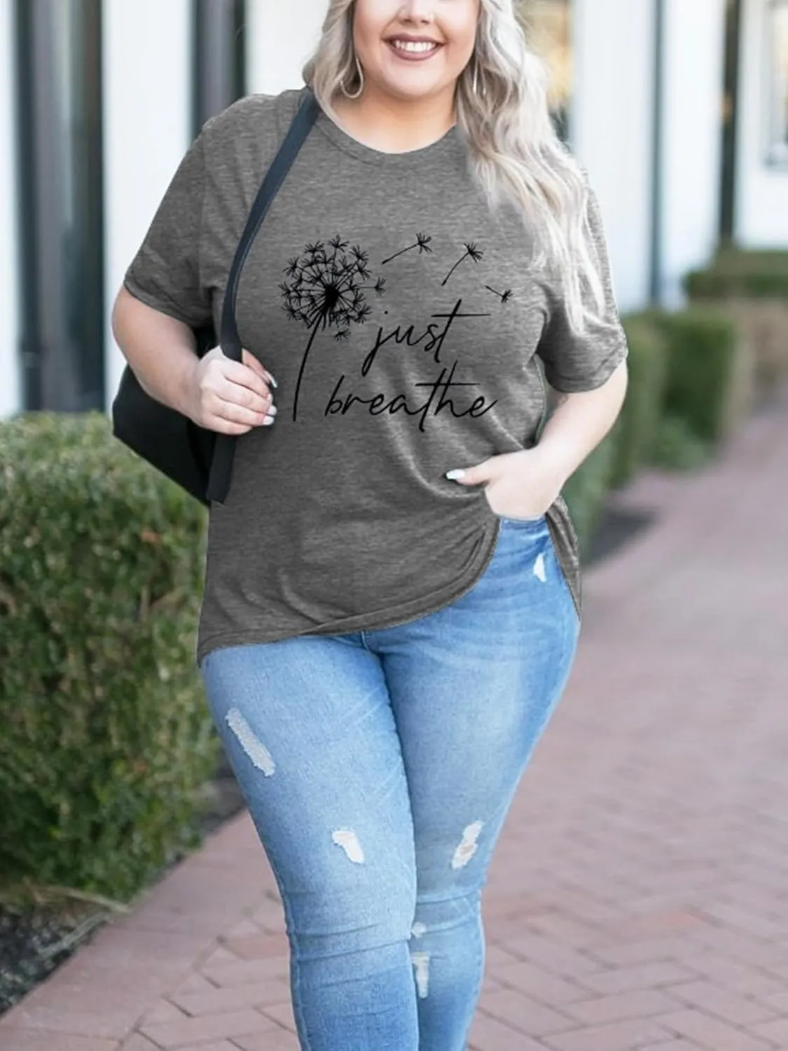 Womens Plus Size Dandelion Print Tshirt Cute Graphic Floral Tees Short Sleeve Summer Blessed Tee Tops