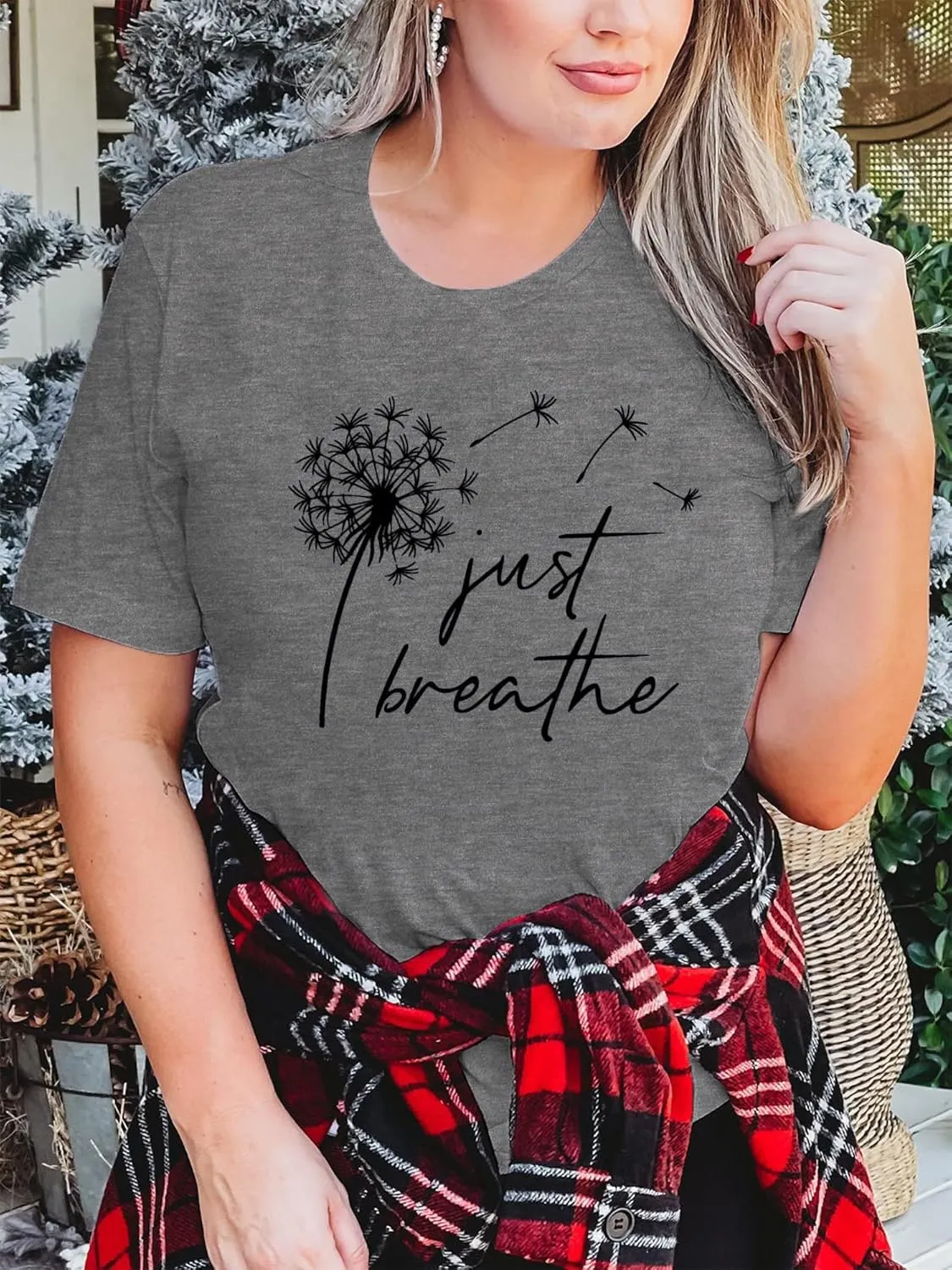 Womens Plus Size Dandelion Print Tshirt Cute Graphic Floral Tees Short Sleeve Summer Blessed Tee Tops