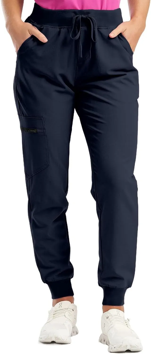 Womens Scrub Pants Slim Fit Jogger Scrubs Pants with 5 Pockets, Soft Stretch Yoga Style Joggers