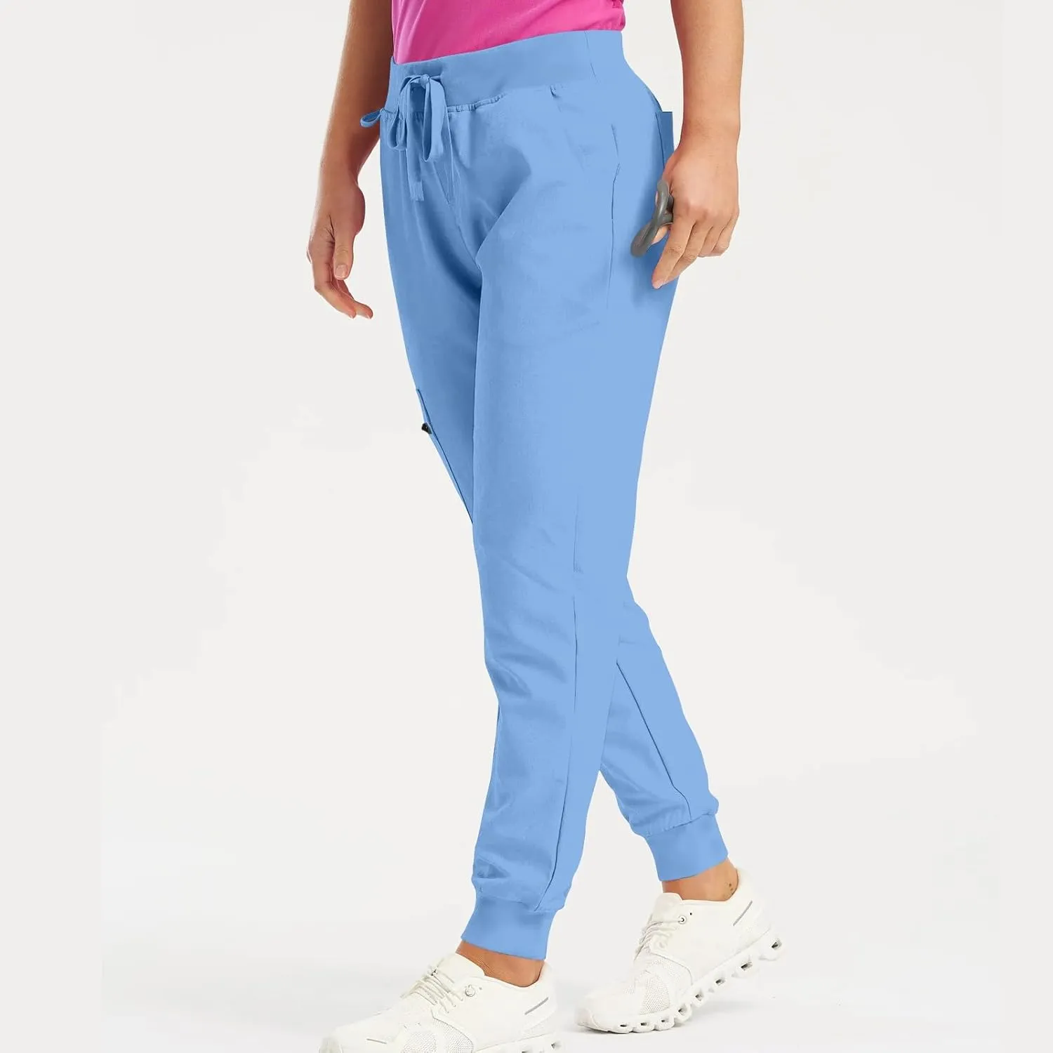 Womens Scrub Pants Slim Fit Jogger Scrubs Pants with 5 Pockets, Soft Stretch Yoga Style Joggers