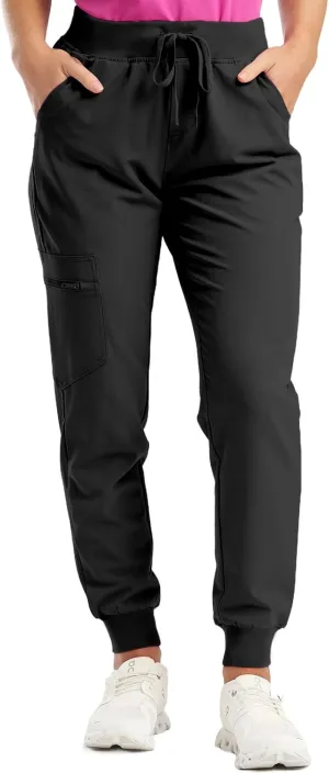 Womens Scrub Pants Slim Fit Jogger Scrubs Pants with 5 Pockets, Soft Stretch Yoga Style Joggers
