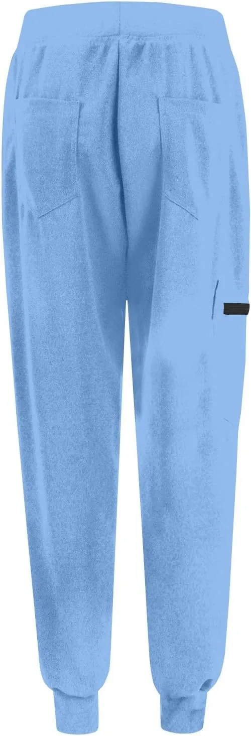 Womens Scrub Pants Slim Fit Jogger Scrubs Pants with 5 Pockets, Soft Stretch Yoga Style Joggers