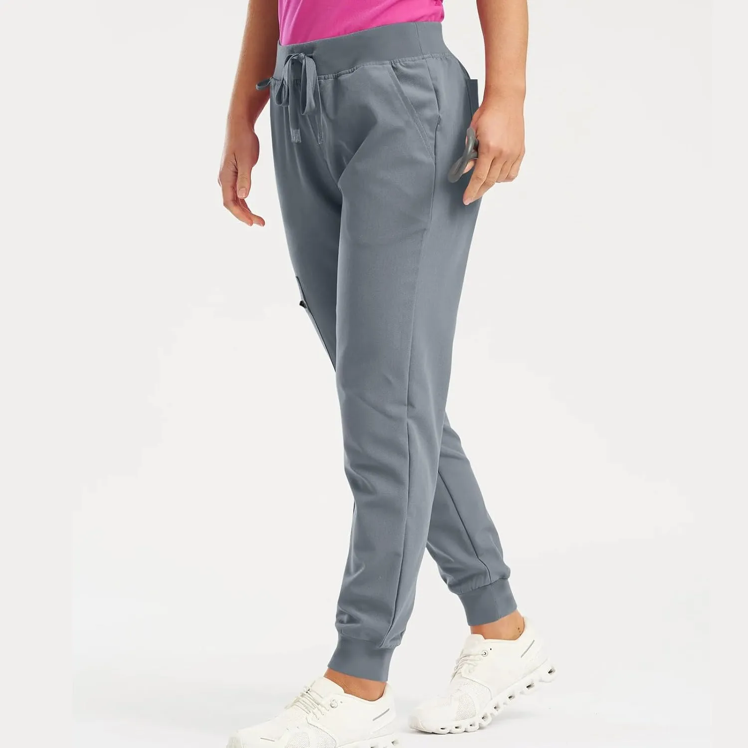 Womens Scrub Pants Slim Fit Jogger Scrubs Pants with 5 Pockets, Soft Stretch Yoga Style Joggers