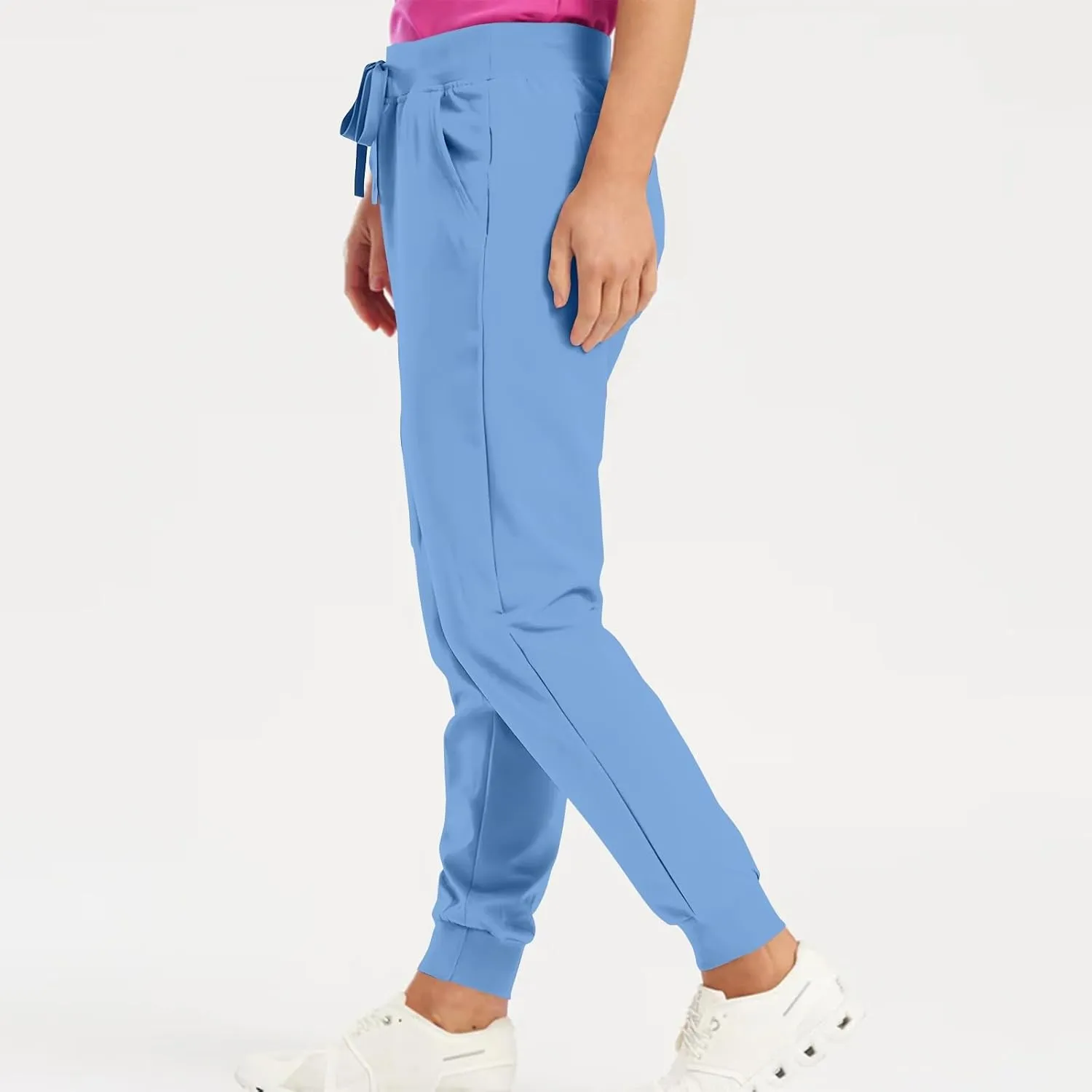 Womens Scrub Pants Slim Fit Jogger Scrubs Pants with 5 Pockets, Soft Stretch Yoga Style Joggers