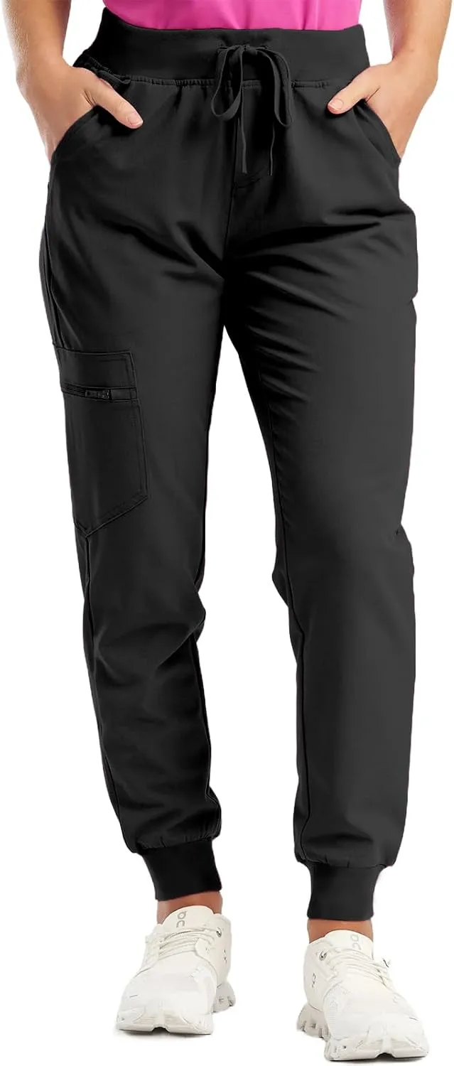 Womens Scrub Pants Slim Fit Jogger Scrubs Pants with 5 Pockets, Soft Stretch Yoga Style Joggers