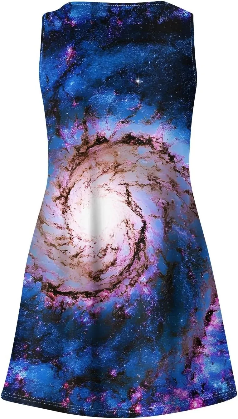 Women's Summer Dresses Vacation Printed Swimsuit Coverup Sleeveless Beach Sundress V Neck 2025 Dress with Pocket