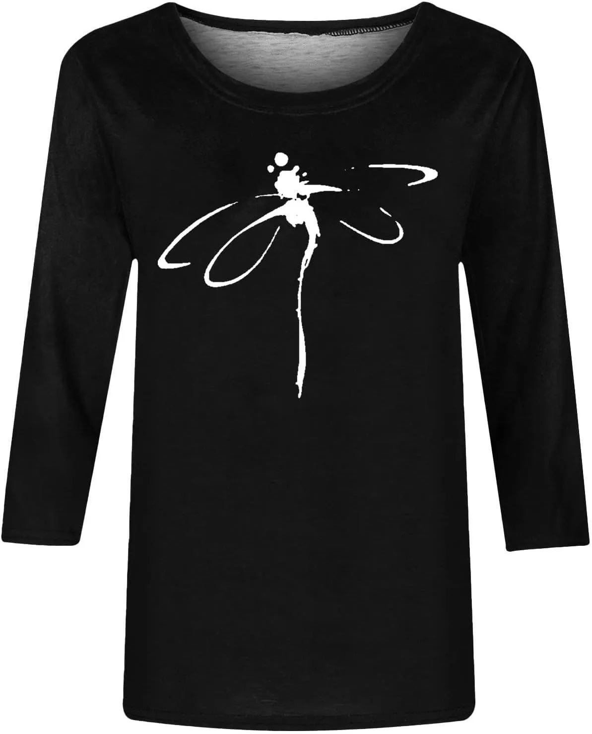 Womens Summer Tops Fashion Daisy Print Daily Shirts 3/4 Sleeve Casual Boat Neck Cute Tops Fashion Loose Fit T-Shirts