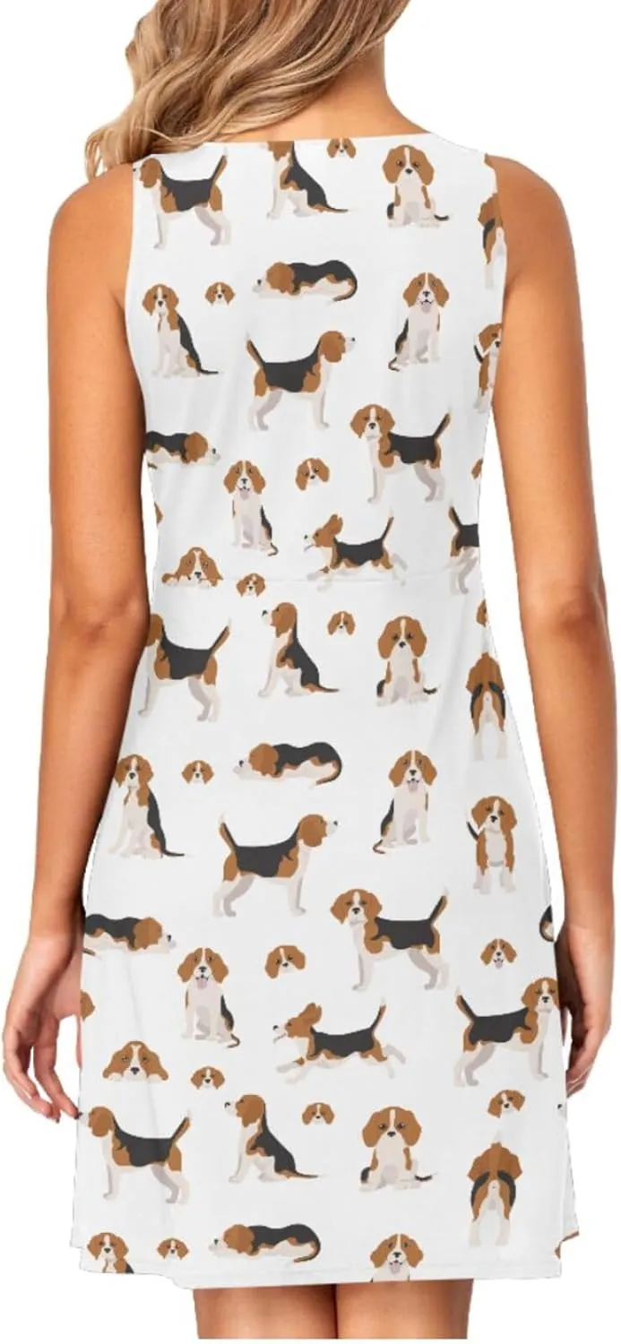 Women's Tank Dress Sleeveless Casual Knee Length Bodycon Dress with Pockets