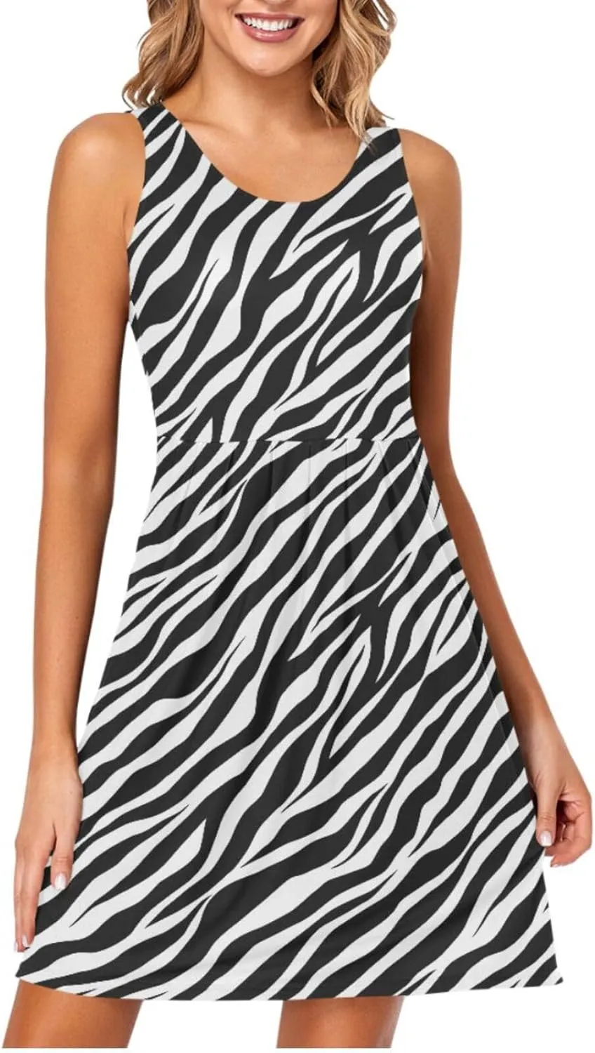 Women's Tank Dress Sleeveless Casual Knee Length Bodycon Dress with Pockets
