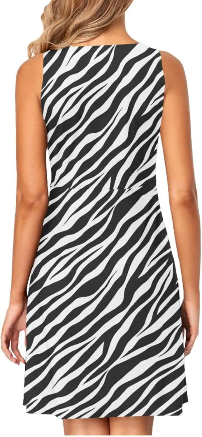 Women's Tank Dress Sleeveless Casual Knee Length Bodycon Dress with Pockets