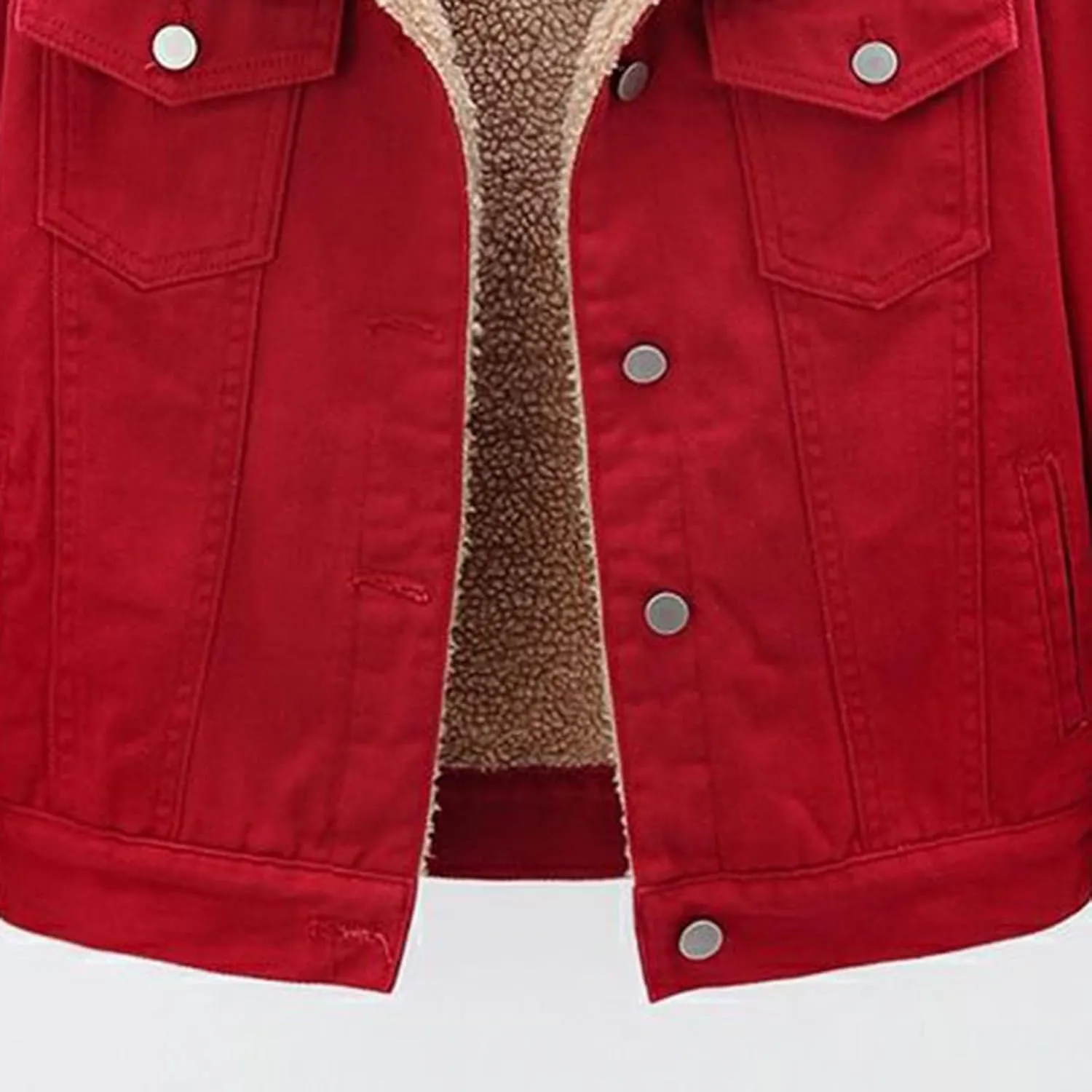 Womens Winter Warm Jean Jacket Stand Collar Wool Liner Sherpa Denim Coats Fleece Lined Denim Trucker Jacket Outerwear