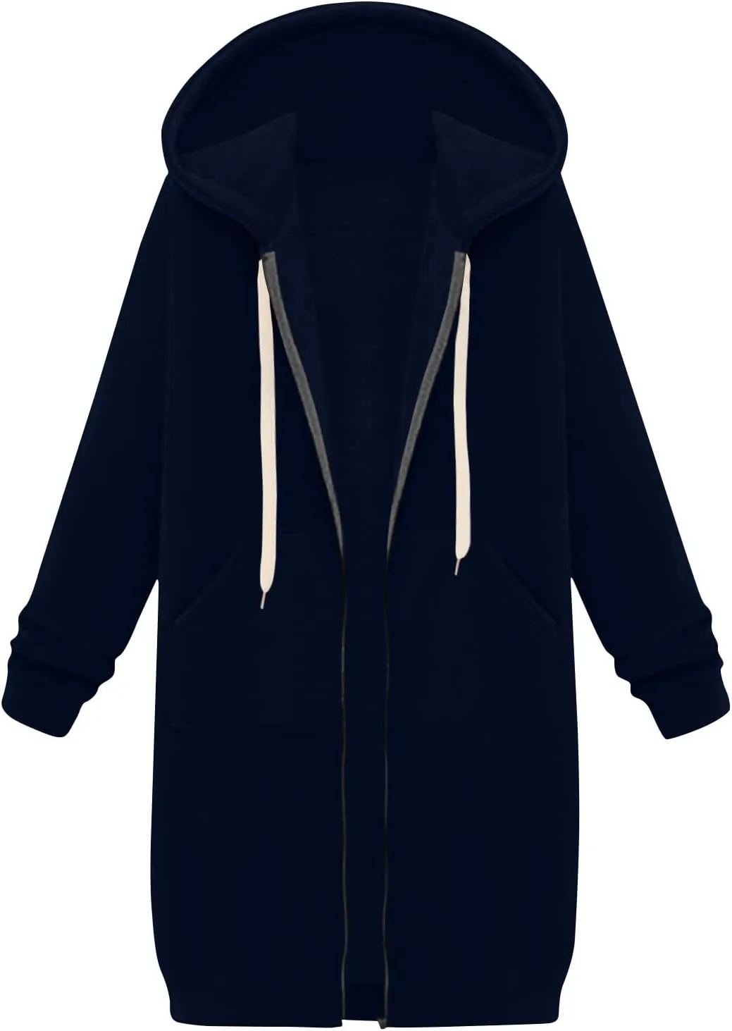 Women's Zip Up Long Hoodies Oversized Long Sleeve Drawstring Hooded Sweatshirts 2025 Fall Fleece Jackets with Pockets