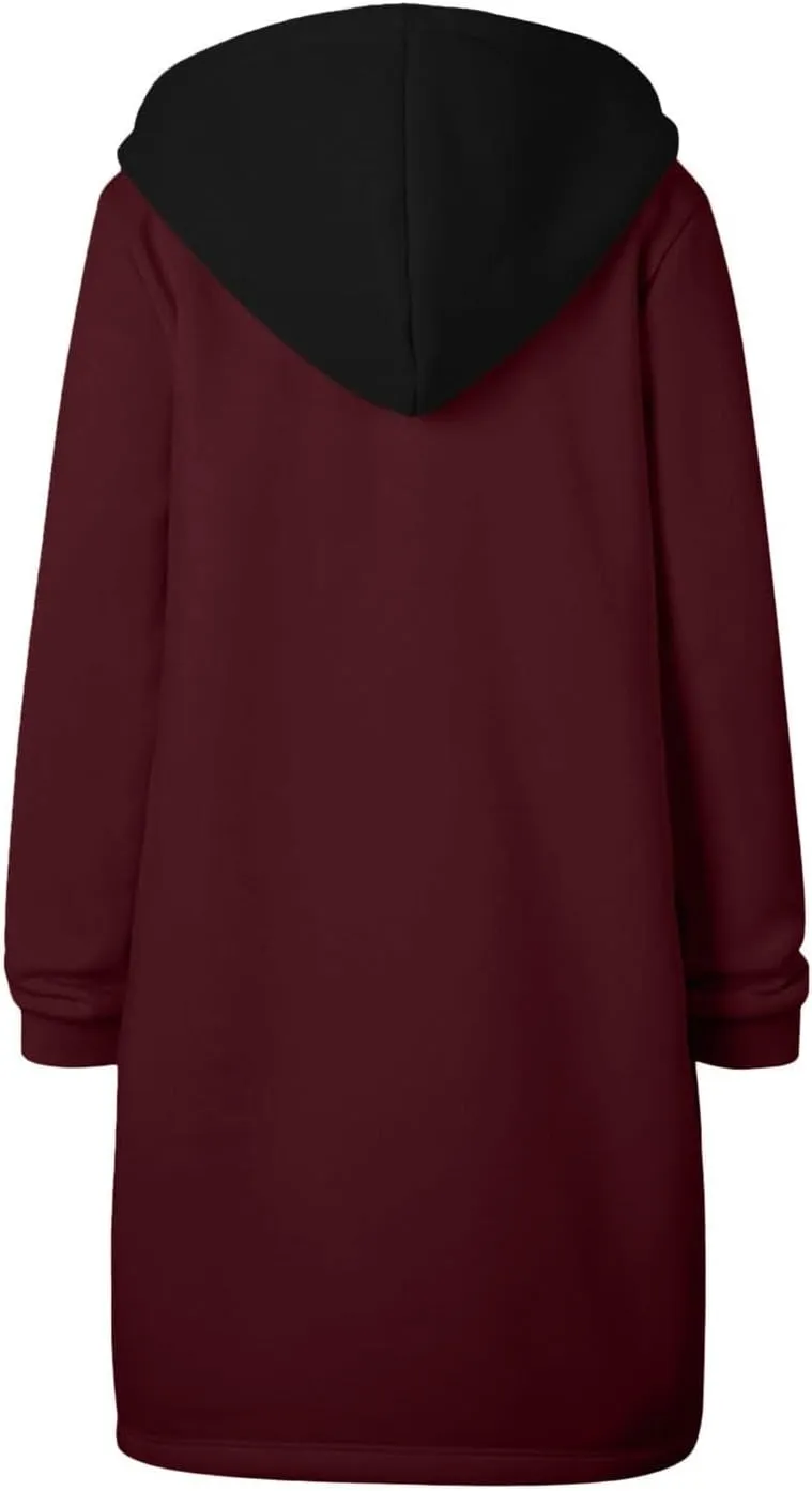 Womens Zip Up Long Sleeve Hoodies Sweatshirt Fleece Jackets 2024 Fall Fashion Outfits Winter Clothes Long Coats